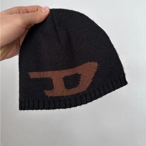 Diesel Black and Brown Knit Beanie